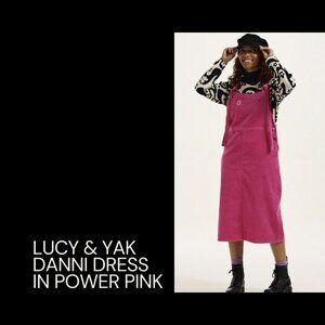 Lucy and Yak Organic Cotton Danni Dress in Power Pink UK 18 US 14